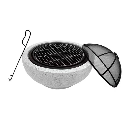 Contemporary Wood round Burning Fire Pit in Grey