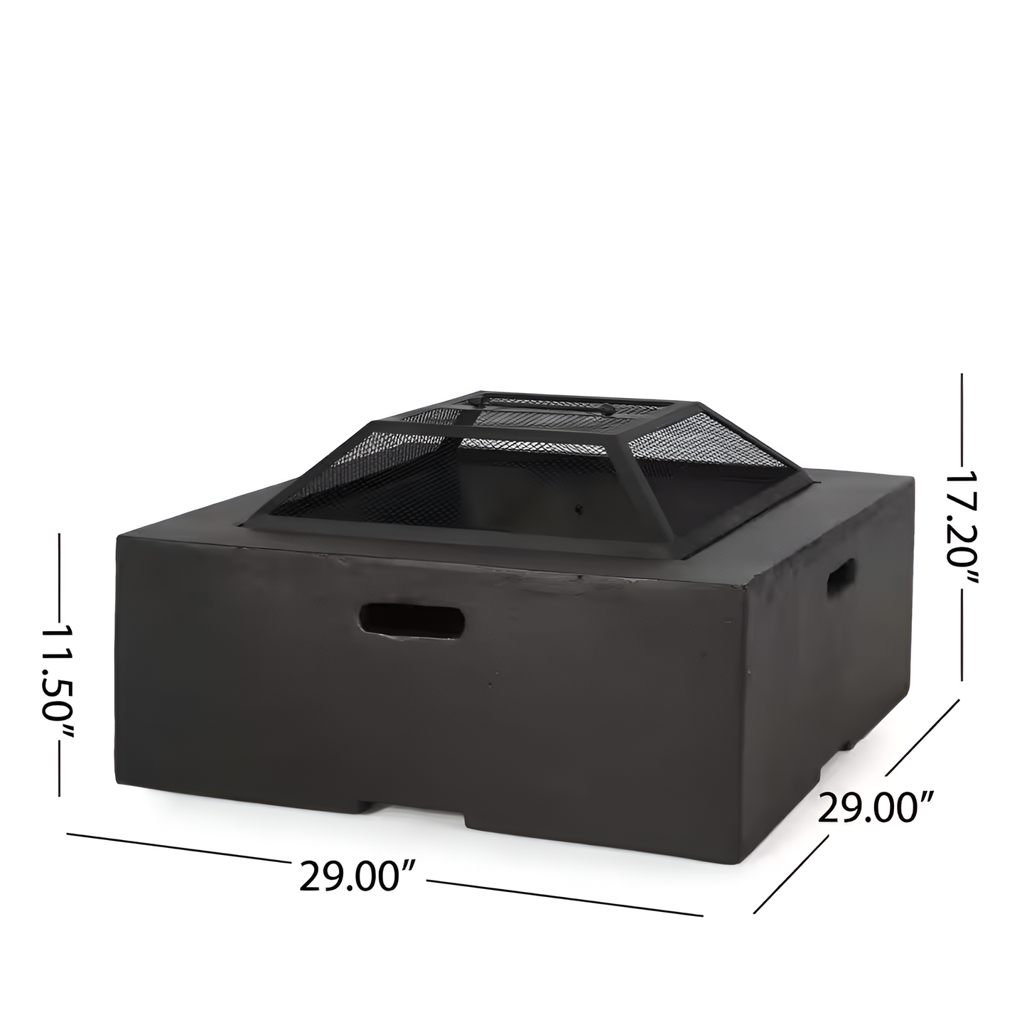 29 In. Square MGO Portable Wood Burning Fire Pits in Dark Grey