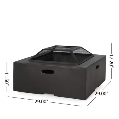 29 In. Square MGO Portable Wood Burning Fire Pits in Dark Grey