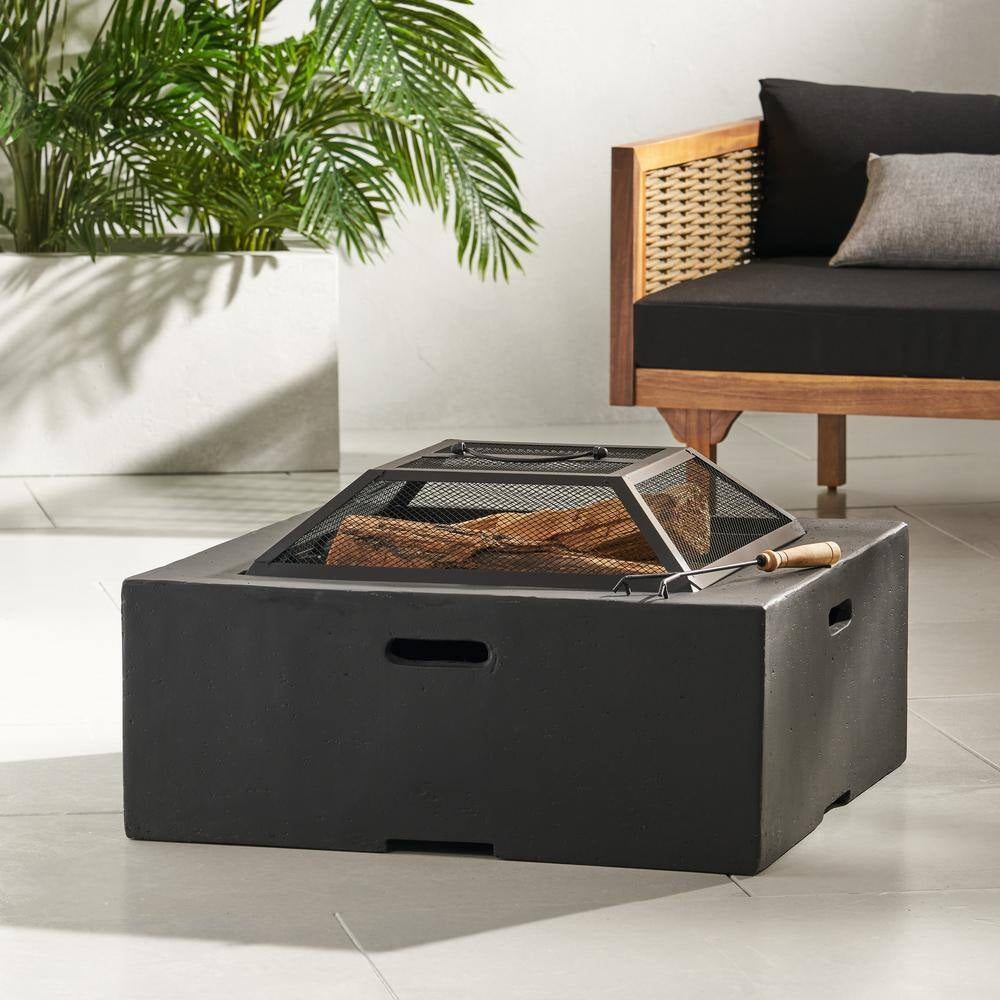29 In. Square MGO Portable Wood Burning Fire Pits in Dark Grey