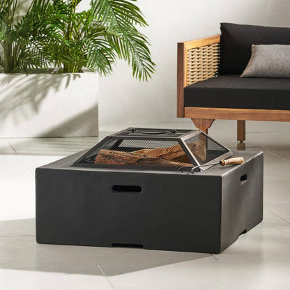 29 In. Square MGO Portable Wood Burning Fire Pits in Dark Grey