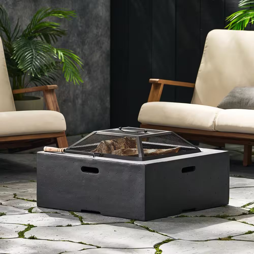 29 In. Square MGO Portable Wood Burning Fire Pits in Dark Grey